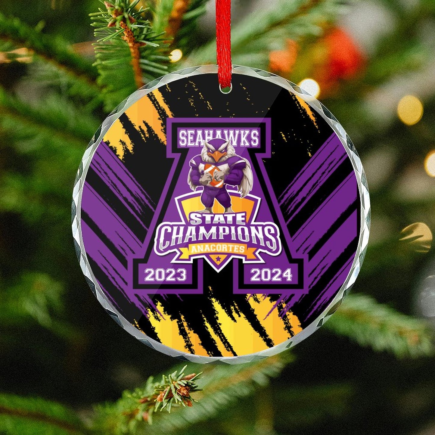 ANACORTES SEAHAWKS STATE CHAMP Glass Ornament