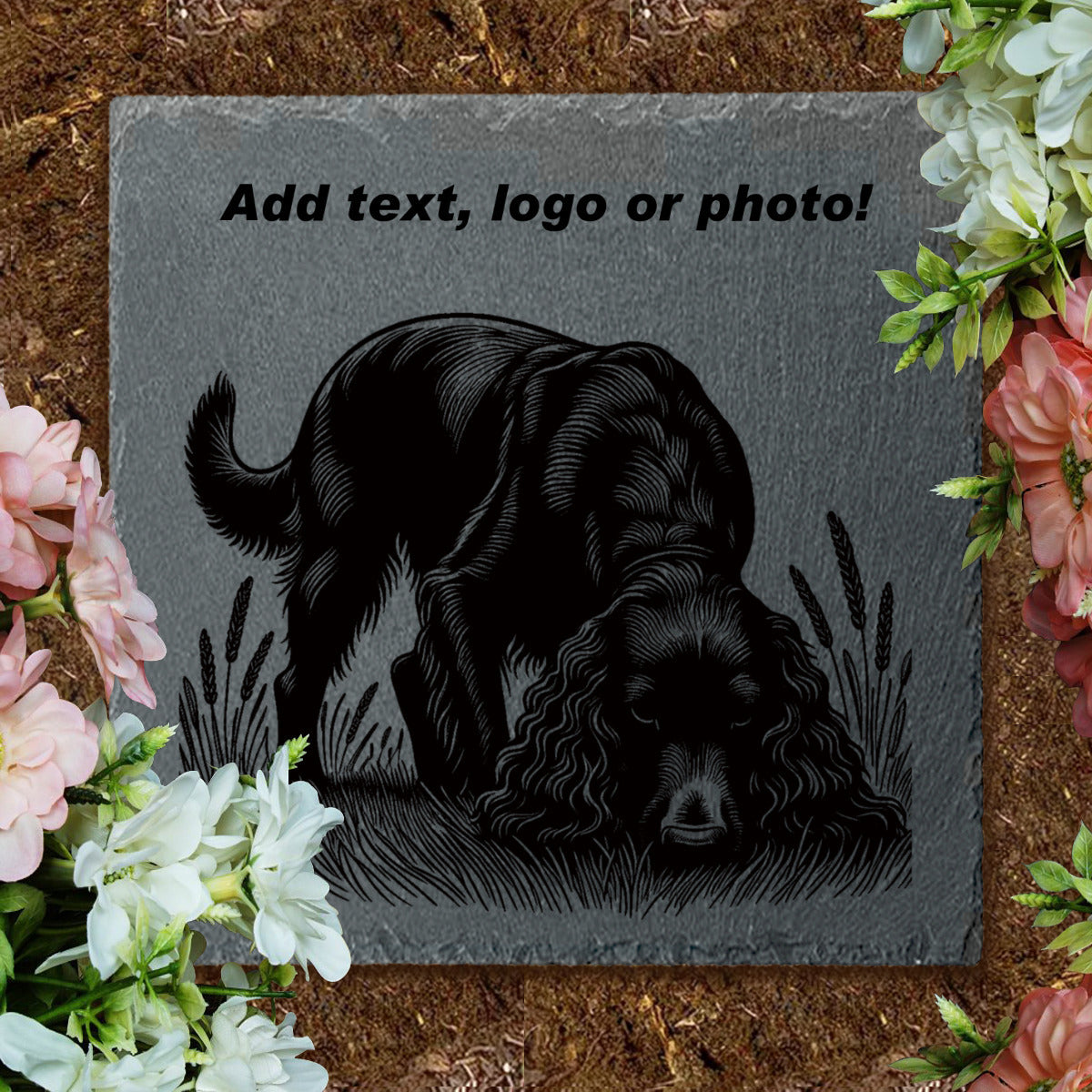 Single Side Printed Square Pet Memorial Headstone | Stone