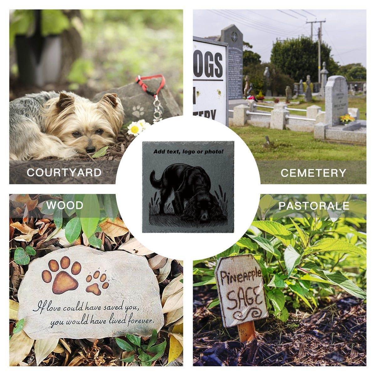 Single Side Printed Square Pet Memorial Headstone | Stone