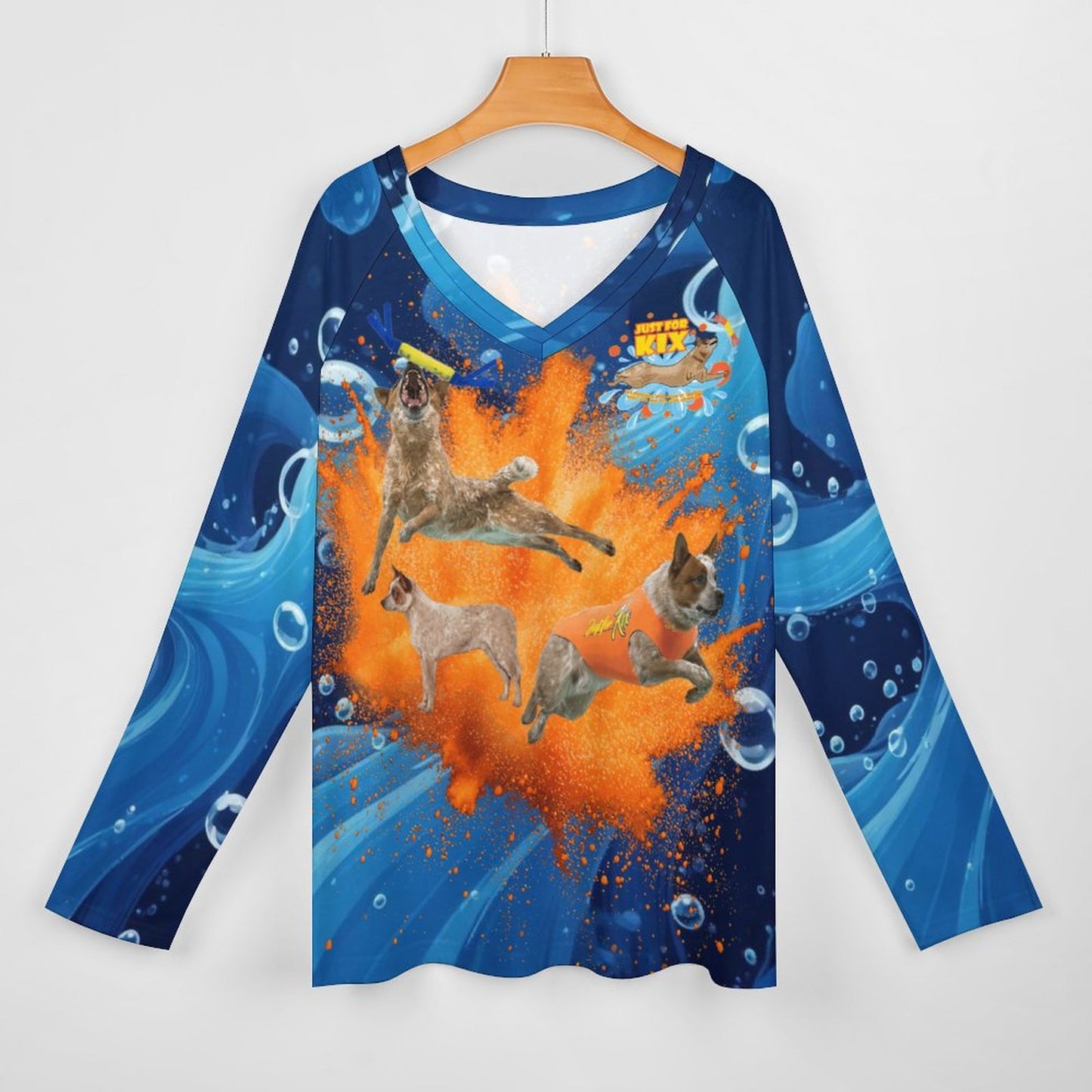 V-neck Loose Long Sleeve T-shirt TLREV2 (All-Over Printing)