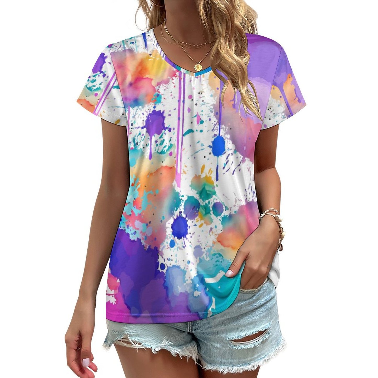 V-neck Short Sleeve T-Shirt VT (All-Over Printing)