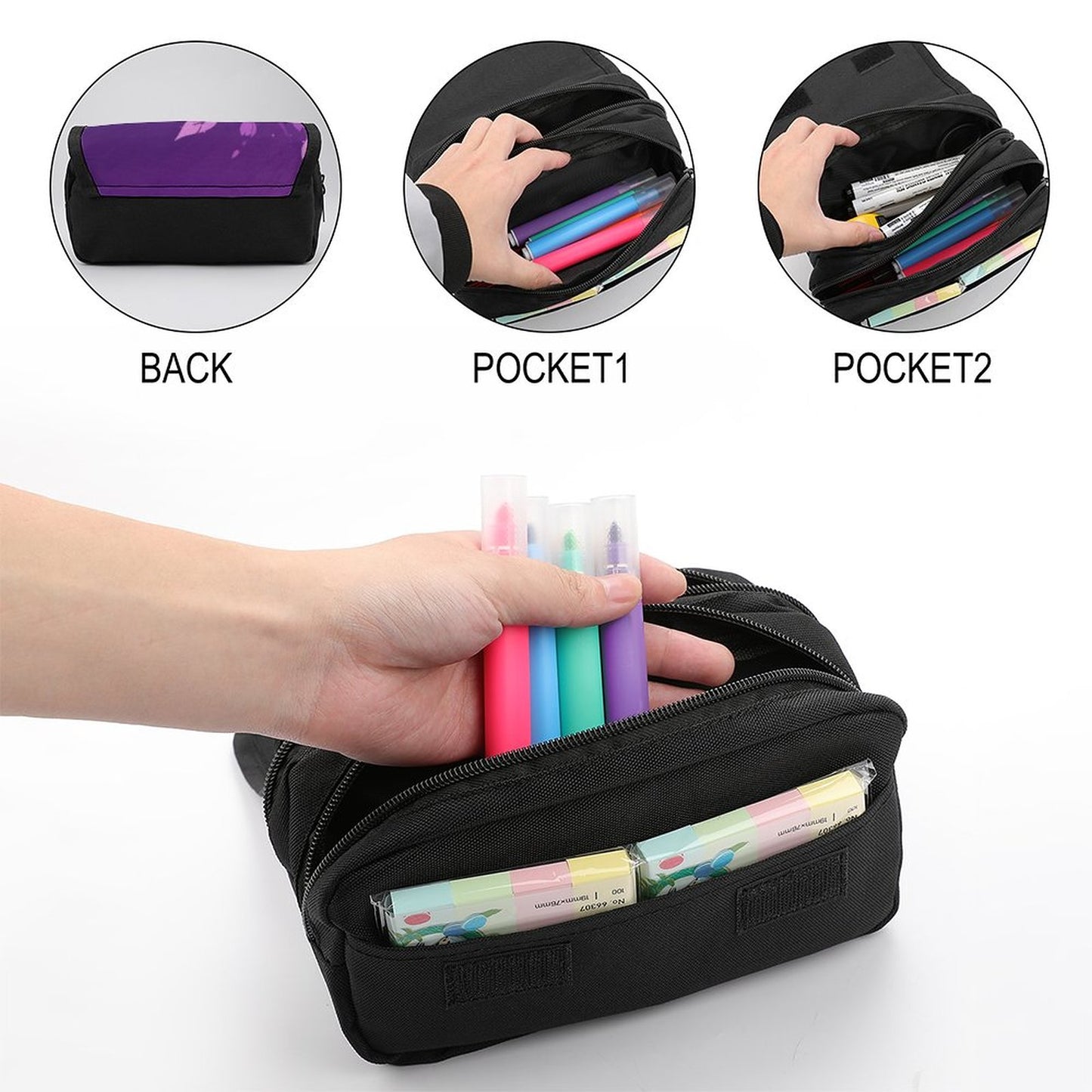 2-Compartment Zipper Pencil Case