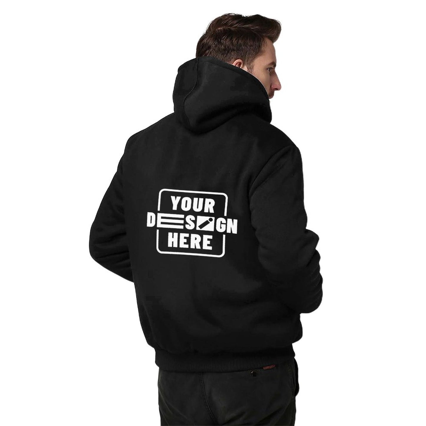 260gsm Men’s Plush Full Zip Hoodie (Partial Printing)
