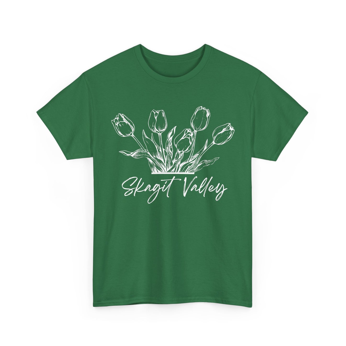 SKAGIT VALLEY - LINE ART TULIPS - Unisex Heavy Cotton Tee