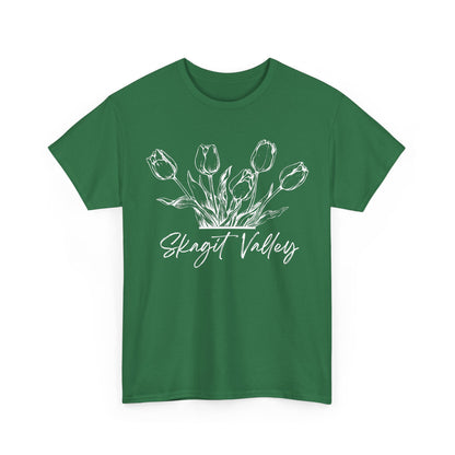 SKAGIT VALLEY - LINE ART TULIPS - Unisex Heavy Cotton Tee