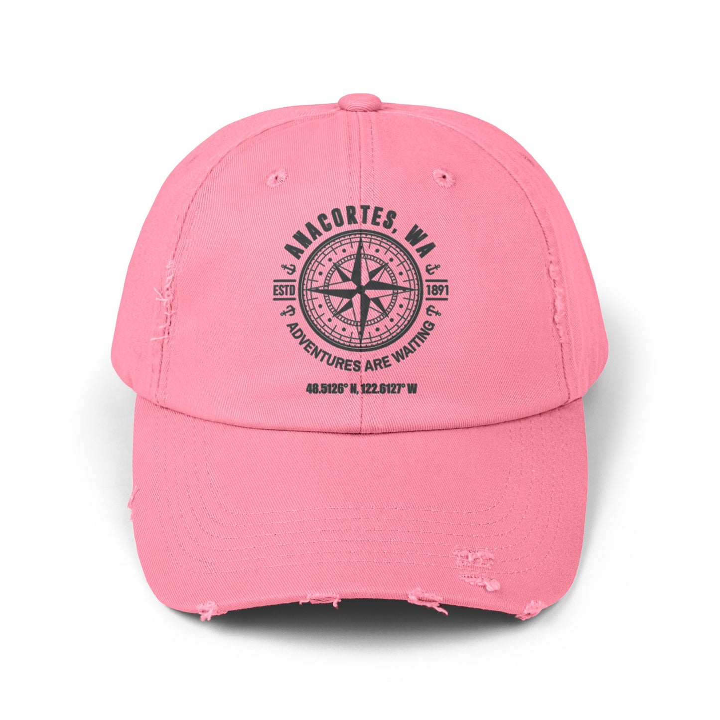 Anacortes Compass Unisex Distressed Cap