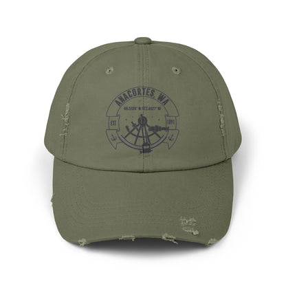 Anacortes Coordinates  Unisex Distressed Cap