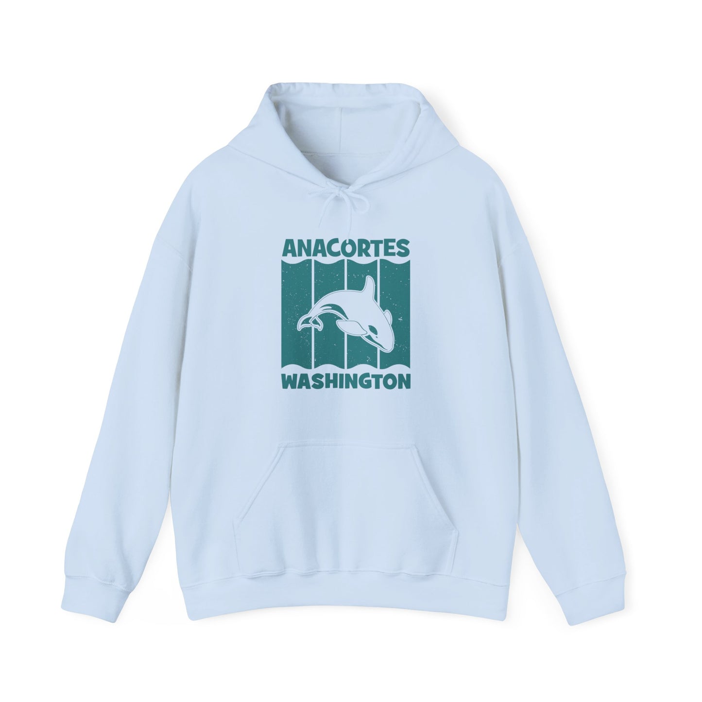 Anacortes Teal Orca Unisex Heavy Blend™ Hooded Sweatshirt