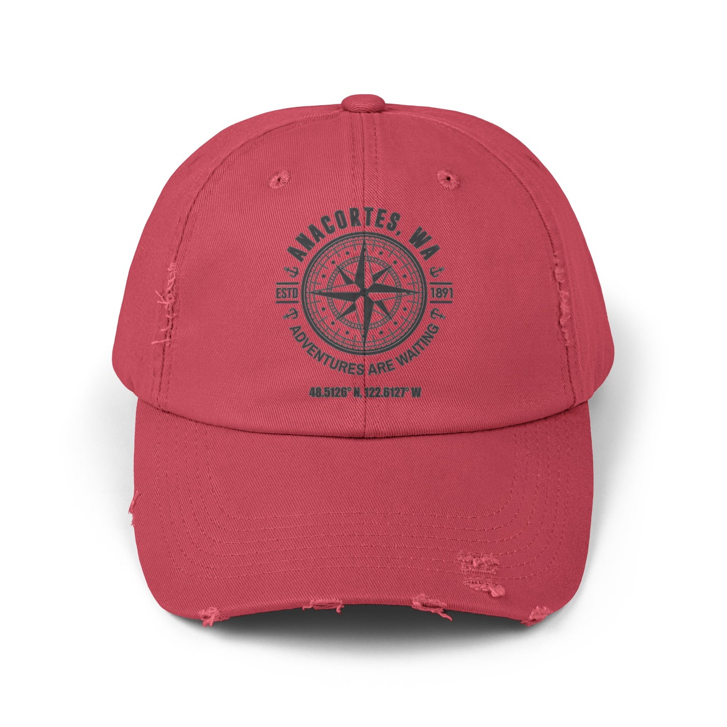 Anacortes Compass Unisex Distressed Cap