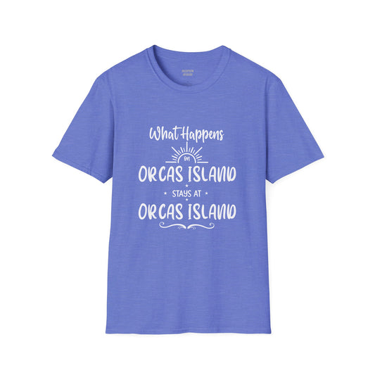 WHAT HAPPENS ON ORCAS  Unisex Softstyle T-Shirt