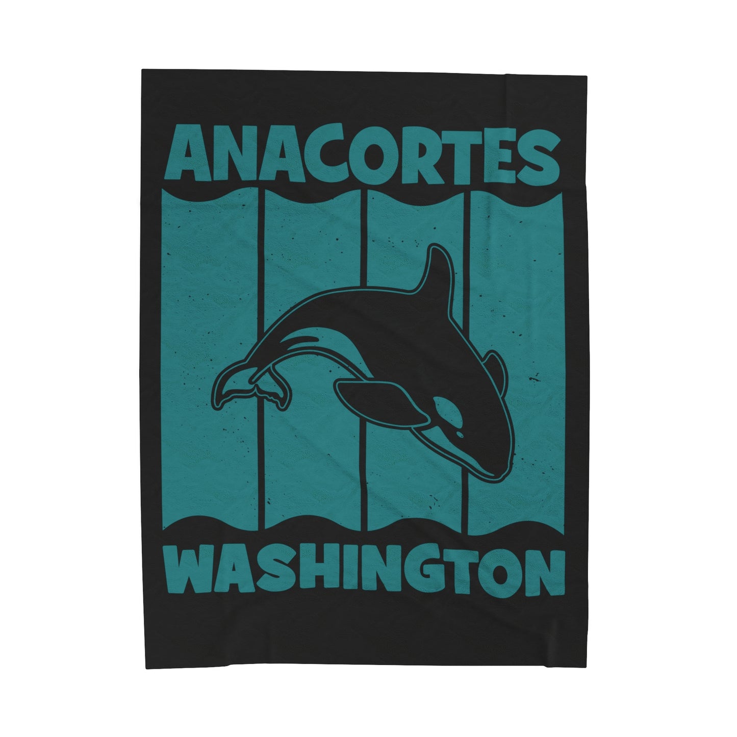 Anacortes Teal Orca Velveteen Plush Blanket