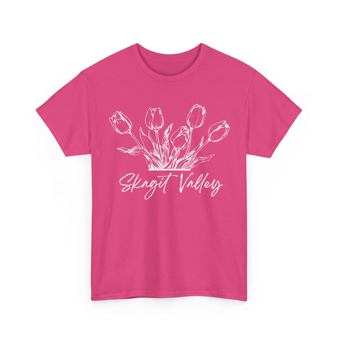 SKAGIT VALLEY - LINE ART TULIPS - Unisex Heavy Cotton Tee