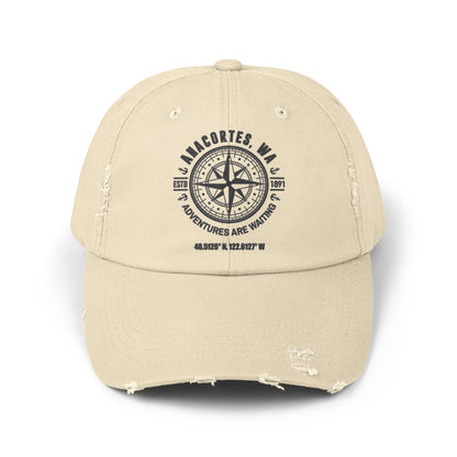 Anacortes Compass Unisex Distressed Cap