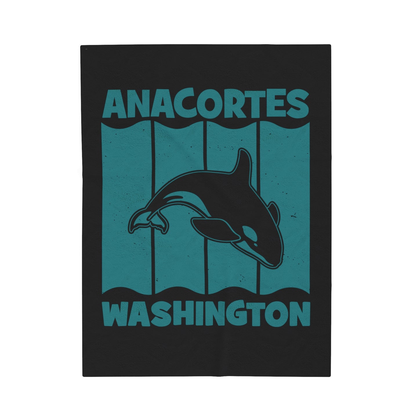 Anacortes Teal Orca Velveteen Plush Blanket