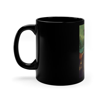 Chicken Lisa by Monues Black Coffee Mug, 11oz