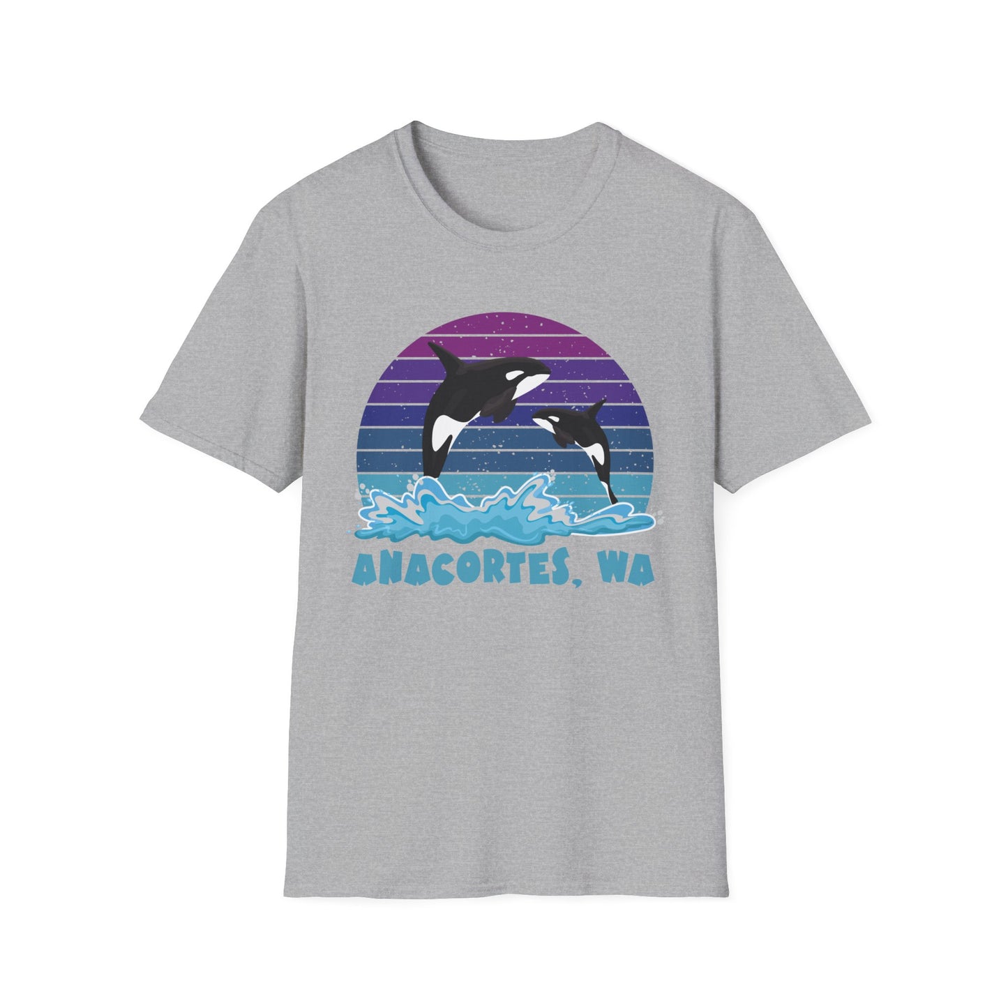 Anacortes Orca Northern Lights Unisex Softstyle T-Shirt