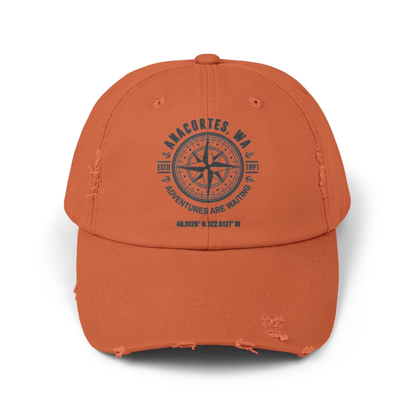 Anacortes Compass Unisex Distressed Cap