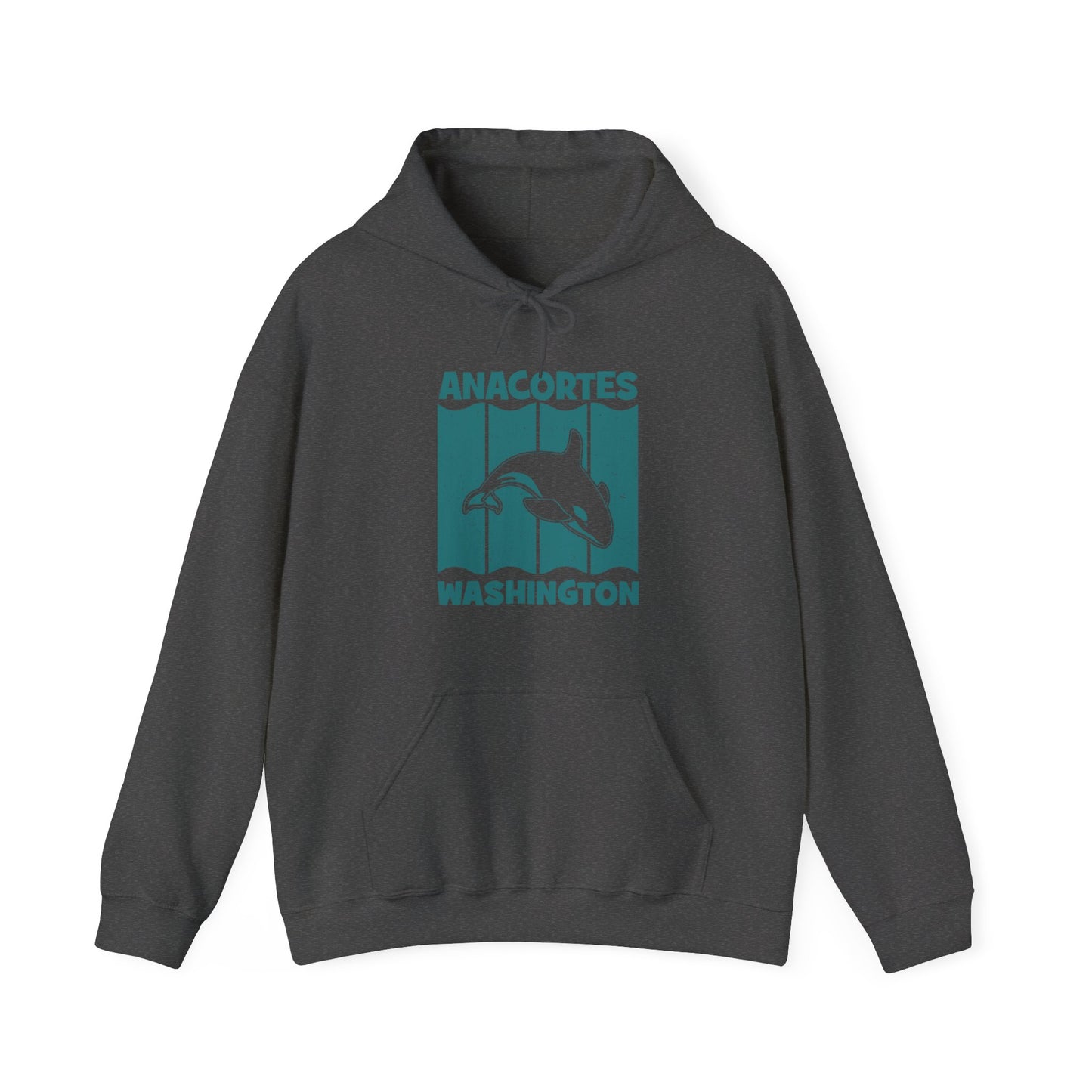 Anacortes Teal Orca Unisex Heavy Blend™ Hooded Sweatshirt