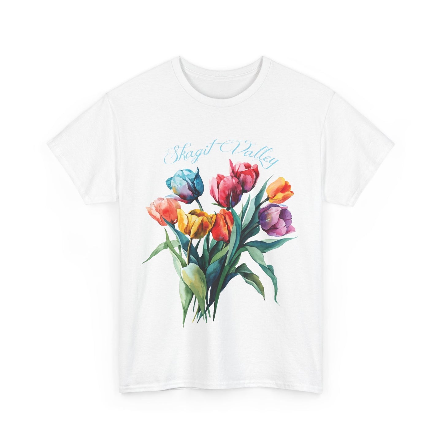 SKAGIT VALLEY - WATERCOLOR TULIPS - Unisex Heavy Cotton Tee