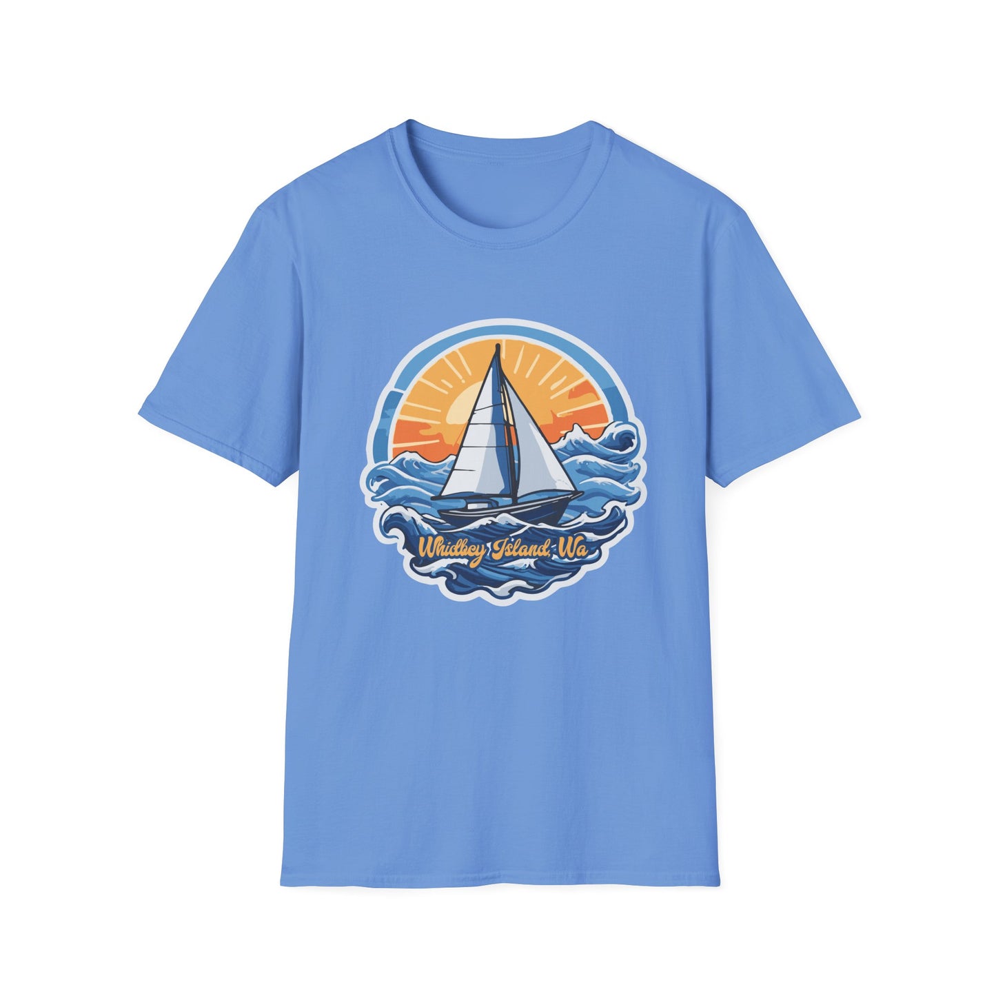 WHIDBEY ISLAND WA  Sunny Sailing Unisex Softstyle T-Shirt