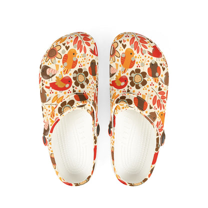 AUTUMN BIRDS FLOWERS Foam Rubber Shoes