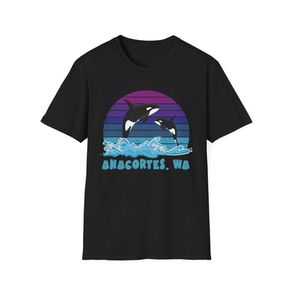 Anacortes Orca Northern Lights Unisex Softstyle T-Shirt