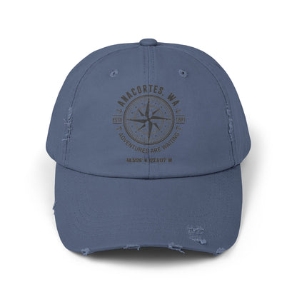 Anacortes Compass Unisex Distressed Cap