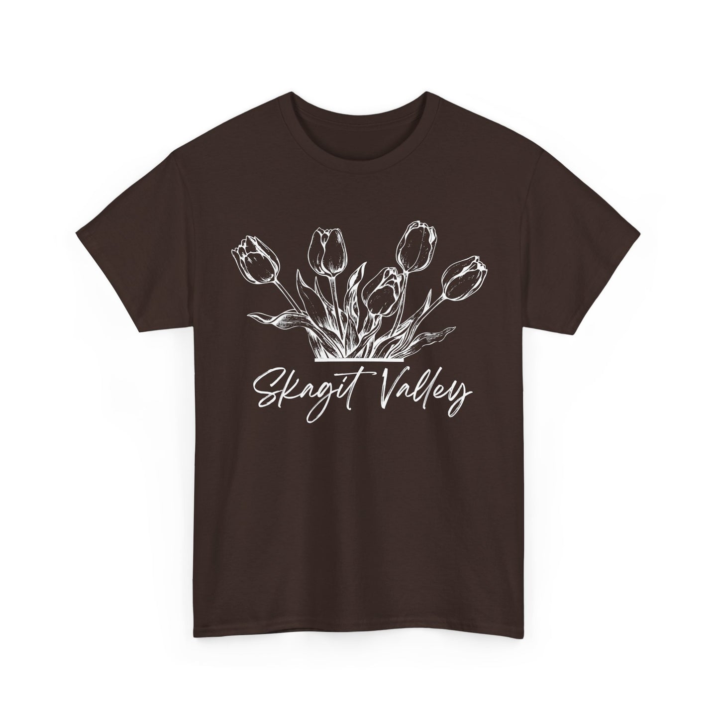 SKAGIT VALLEY - LINE ART TULIPS - Unisex Heavy Cotton Tee