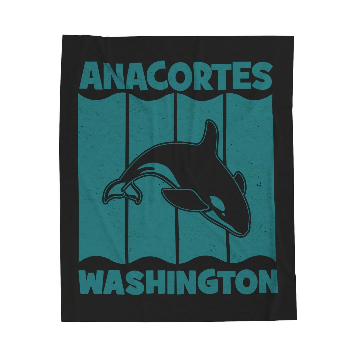 Anacortes Teal Orca Velveteen Plush Blanket