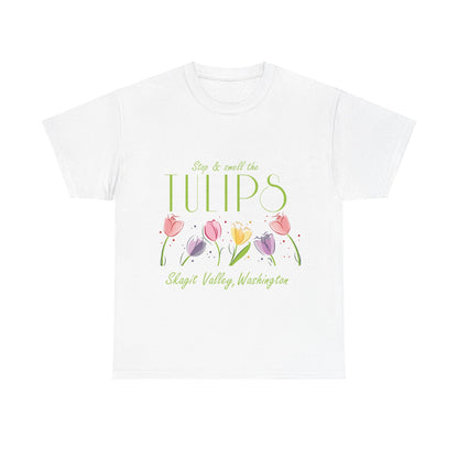 SMELL THE  TULIPS - Unisex Heavy Cotton Tee