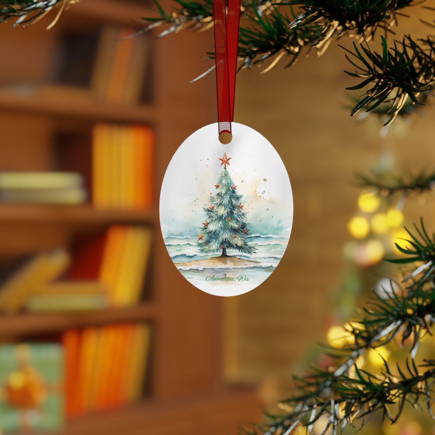 ANACORTES Beach Tree Metal Ornament