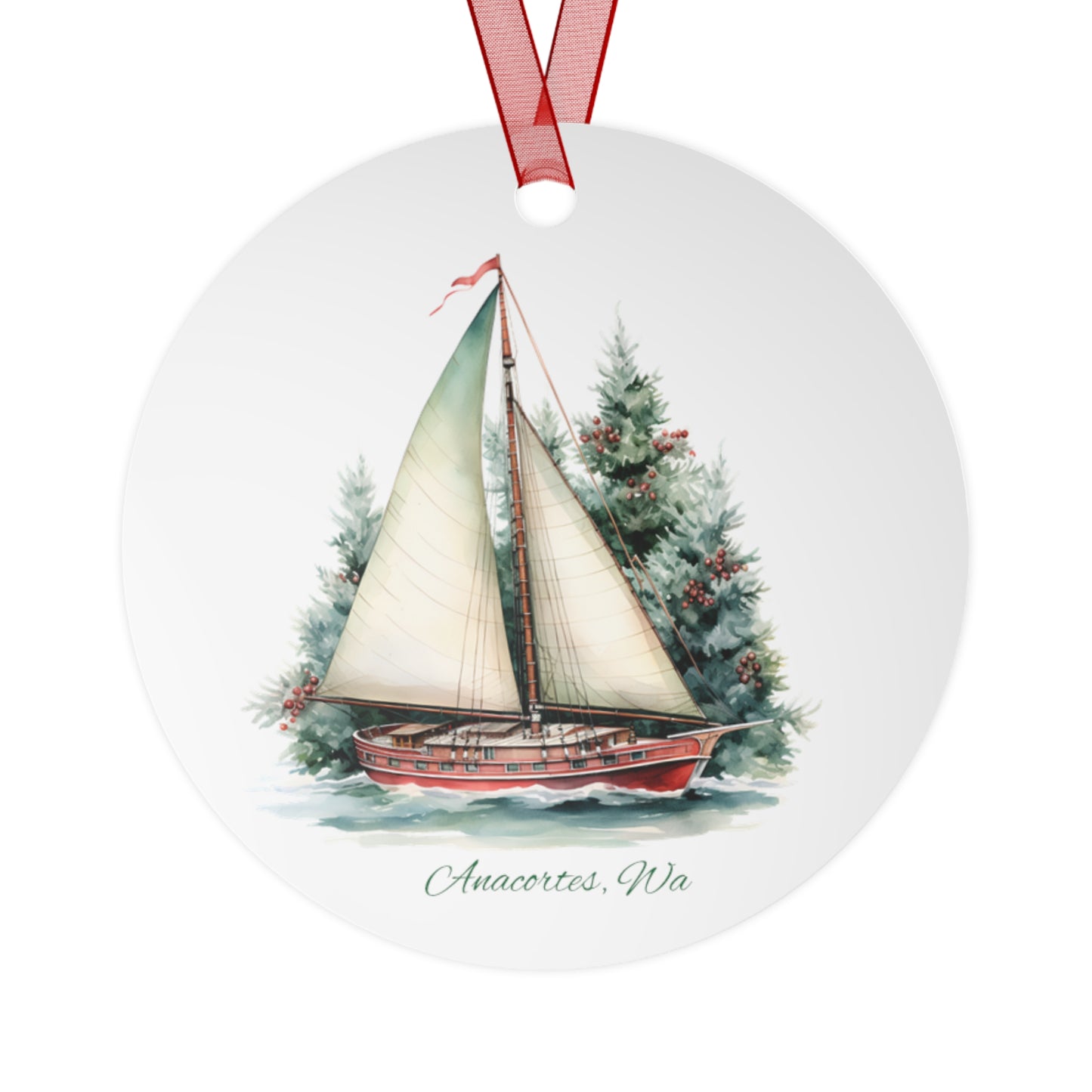 ANACORTES SAILBOAT Metal Ornament