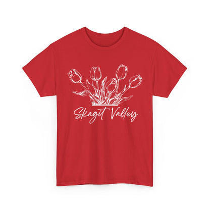 SKAGIT VALLEY - LINE ART TULIPS - Unisex Heavy Cotton Tee