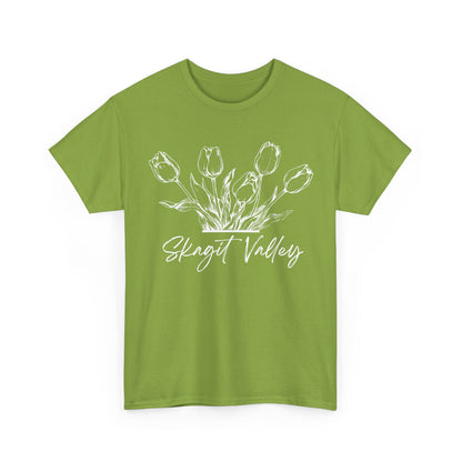 SKAGIT VALLEY - LINE ART TULIPS - Unisex Heavy Cotton Tee