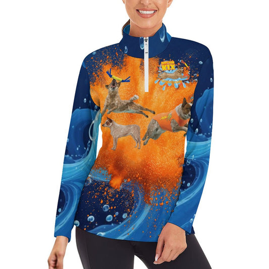 1/4 Zipper Long Sleeve Zip Gym Top DS007 (All-Over Printing)