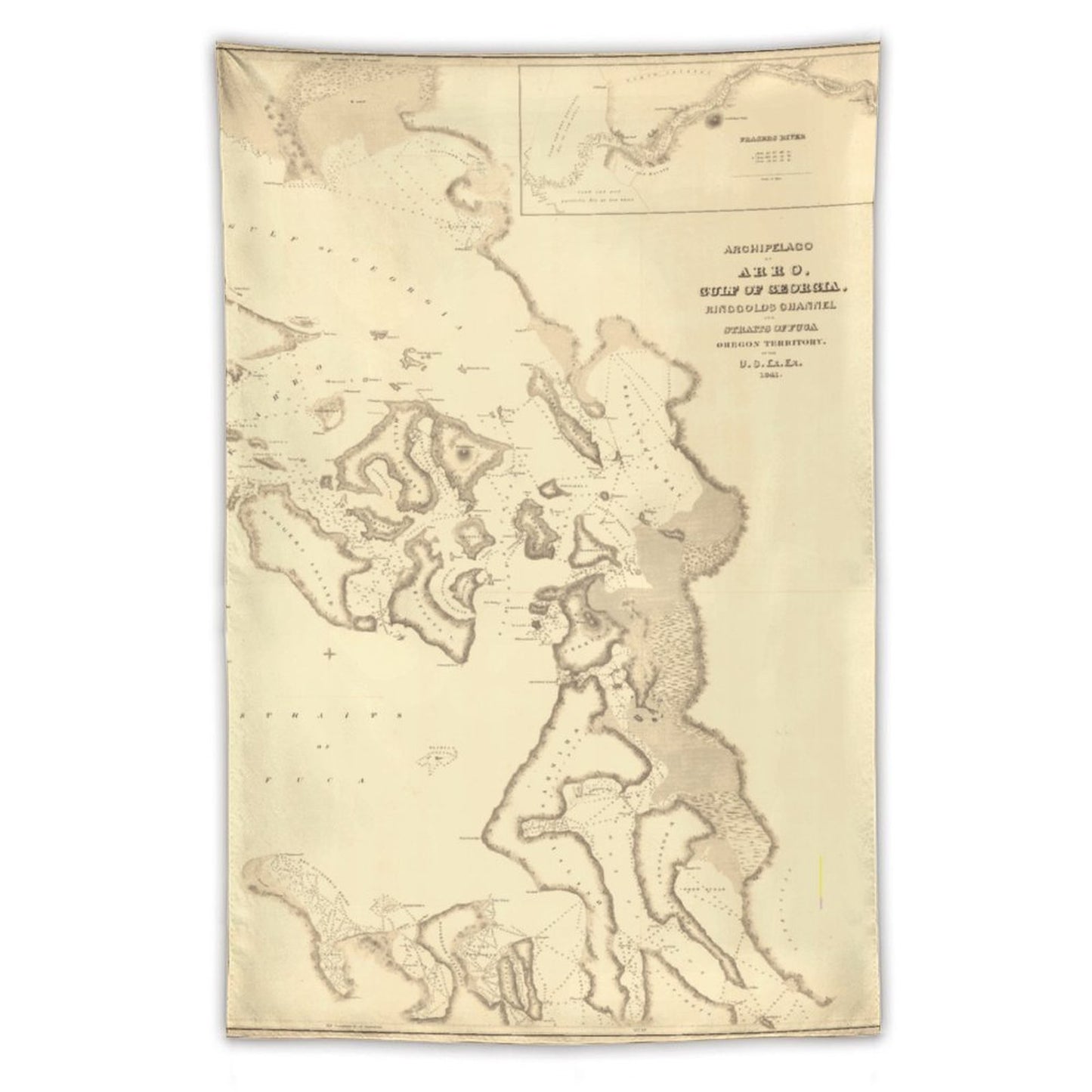 ANACORTES MAP Wall Art with Vertical Tapestry