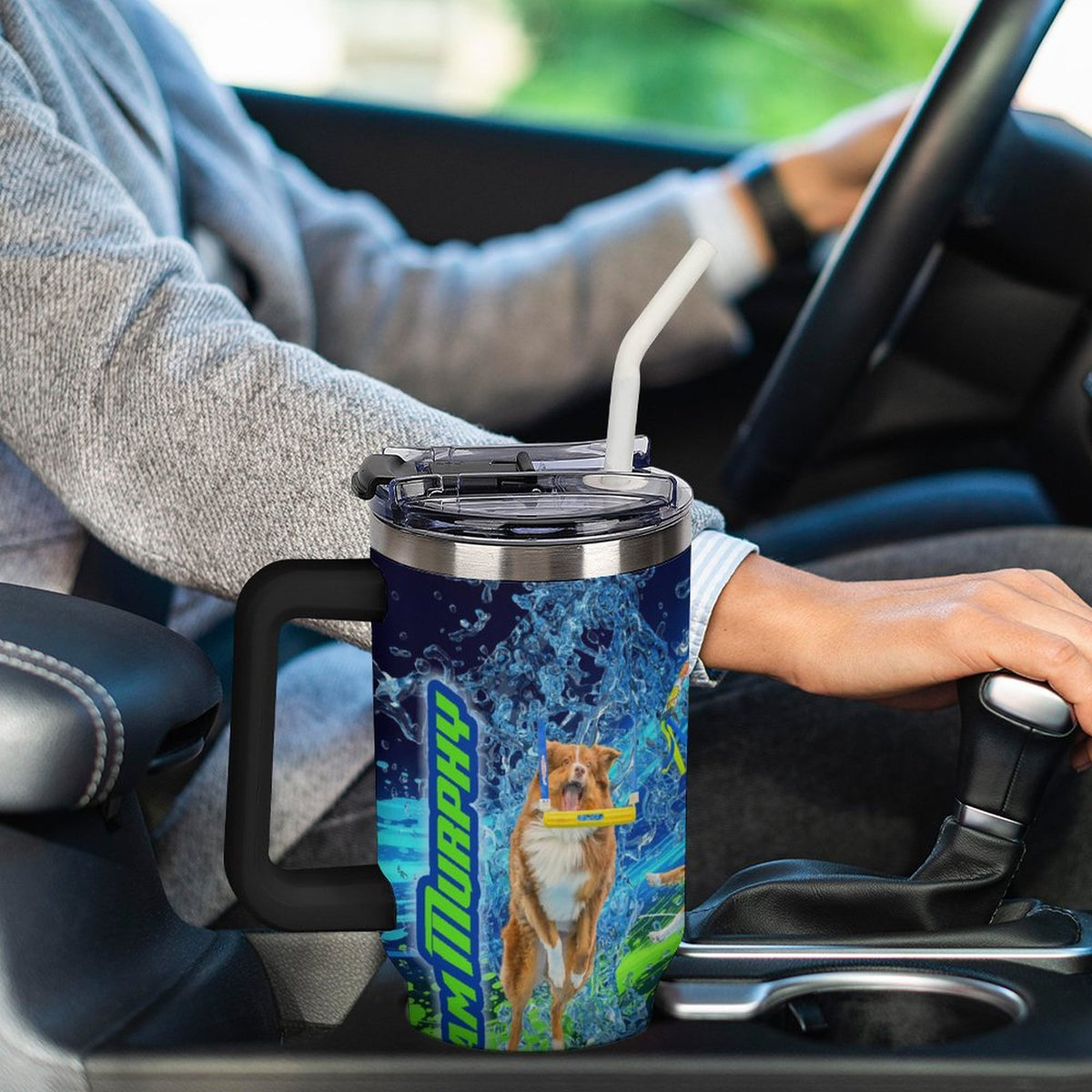 Murphy 40oz Insulated Tumbler with Handle and Straw