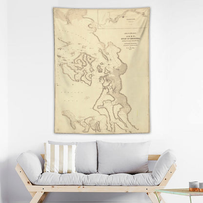 ANACORTES MAP Wall Art with Vertical Tapestry