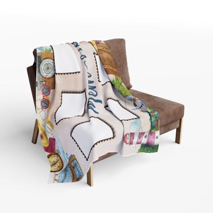 TRAVEL MEMORIES  PHOTO BLANKET - Blank - Add Your Own Photos!  Arctic Fleece Blanket