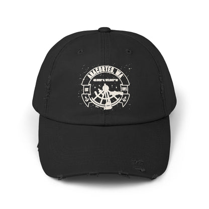 Anacortes Coordinates  Unisex Distressed Cap