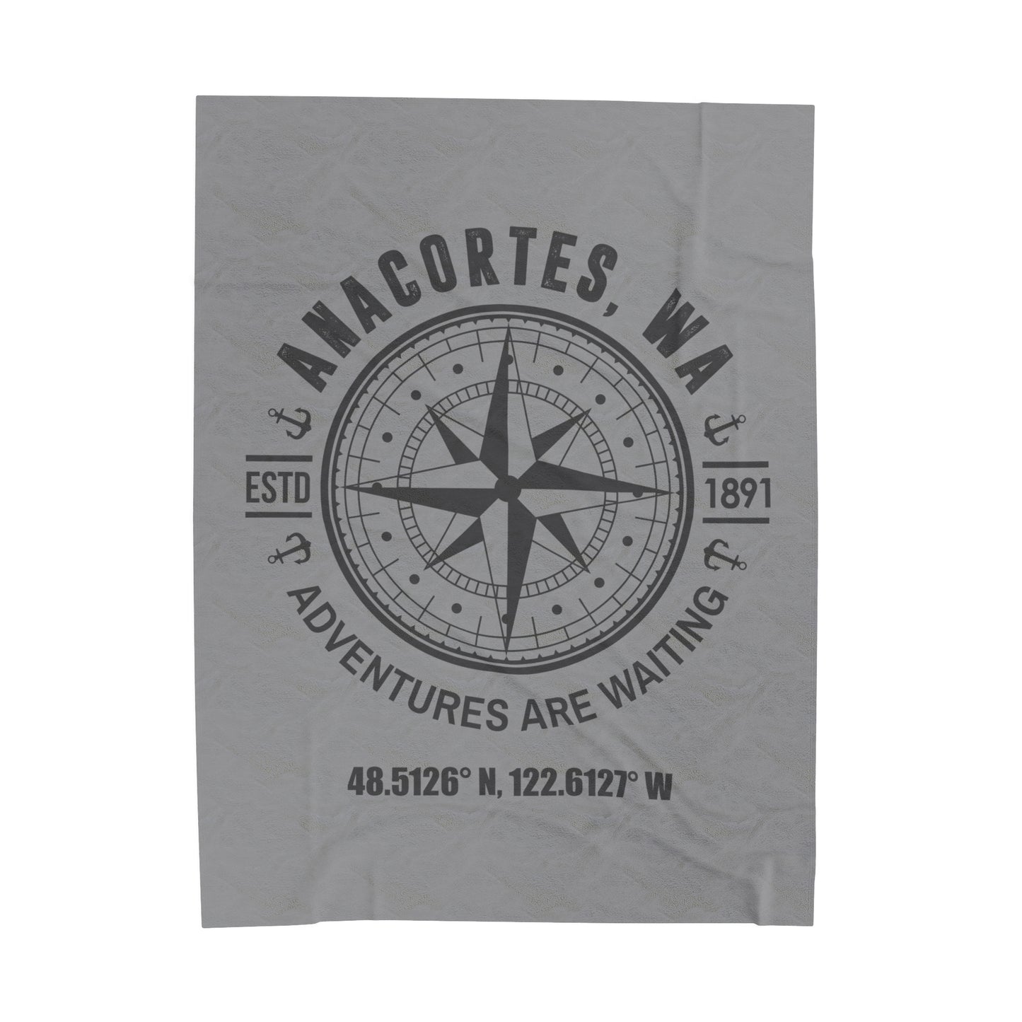 Anacortes Compass Velveteen Plush Blanket