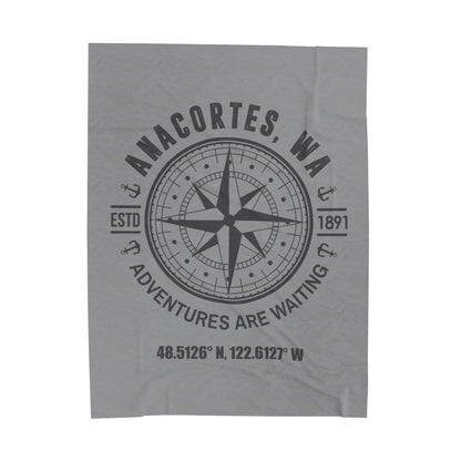 Anacortes Compass Velveteen Plush Blanket