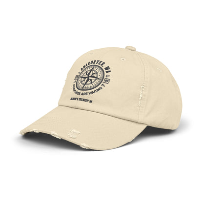 Anacortes Compass Unisex Distressed Cap