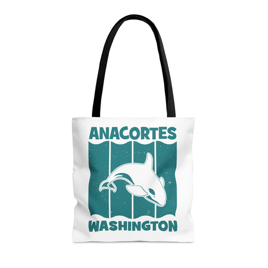 Anacortes Teal Orca Tote Bag