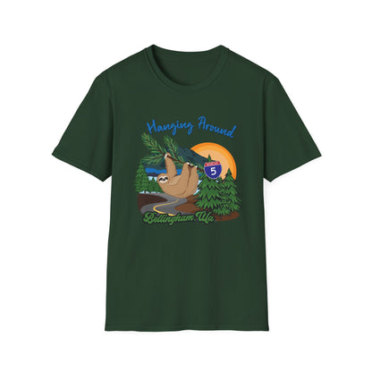 BELLINGHAM WA SLOTH - HANGING AROUND Unisex Softstyle T-Shirt