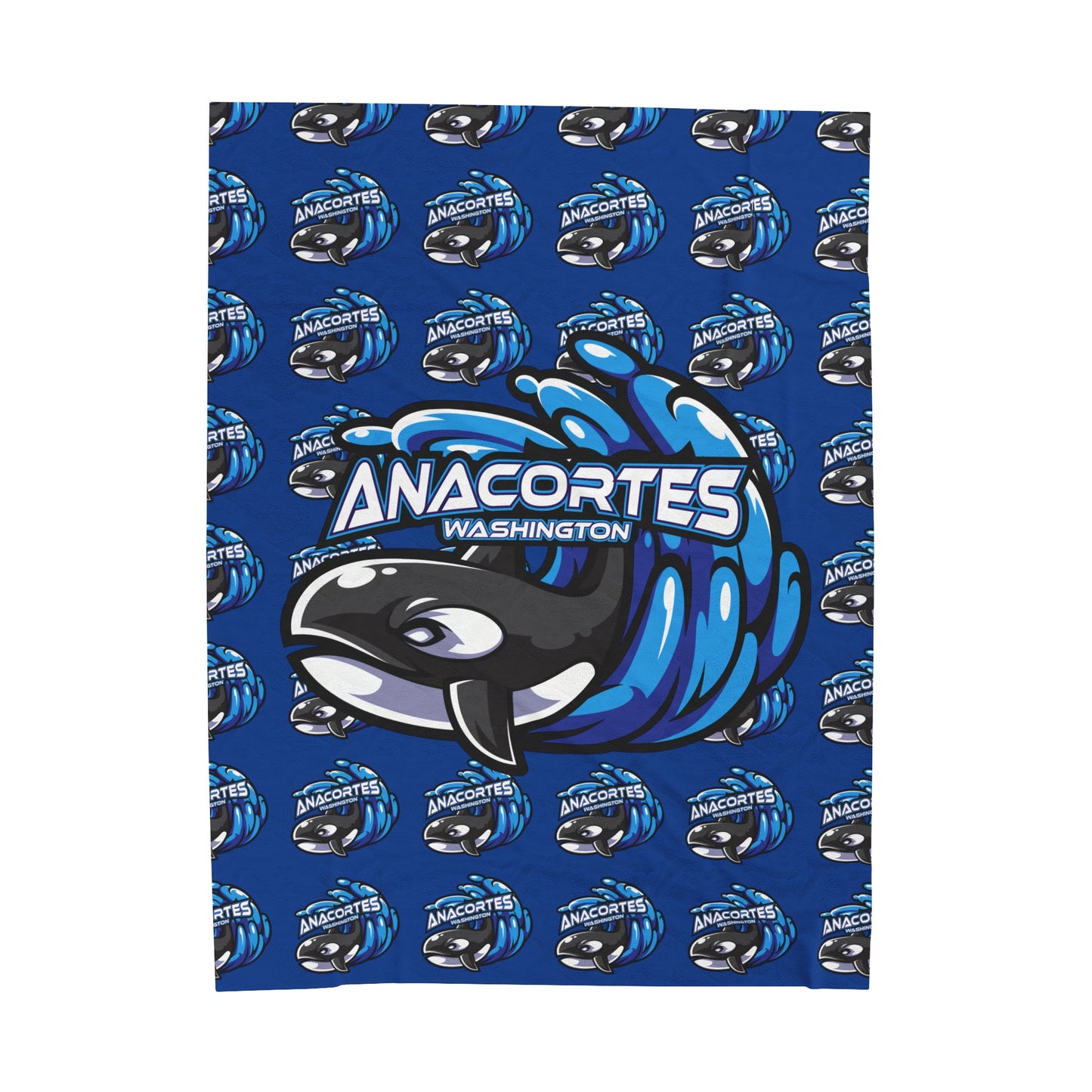 ANACORTES ORCA MASCOT Velveteen Plush Blanket