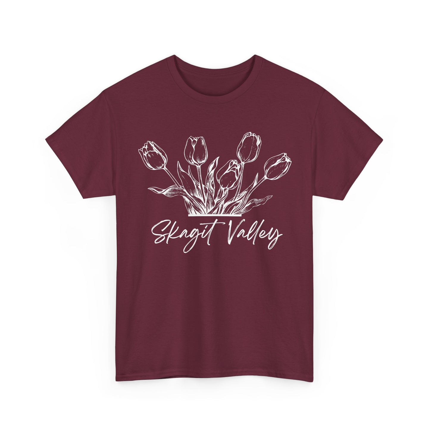 SKAGIT VALLEY - LINE ART TULIPS - Unisex Heavy Cotton Tee