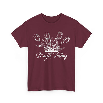 SKAGIT VALLEY - LINE ART TULIPS - Unisex Heavy Cotton Tee