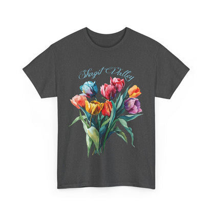 SKAGIT VALLEY - WATERCOLOR TULIPS - Unisex Heavy Cotton Tee