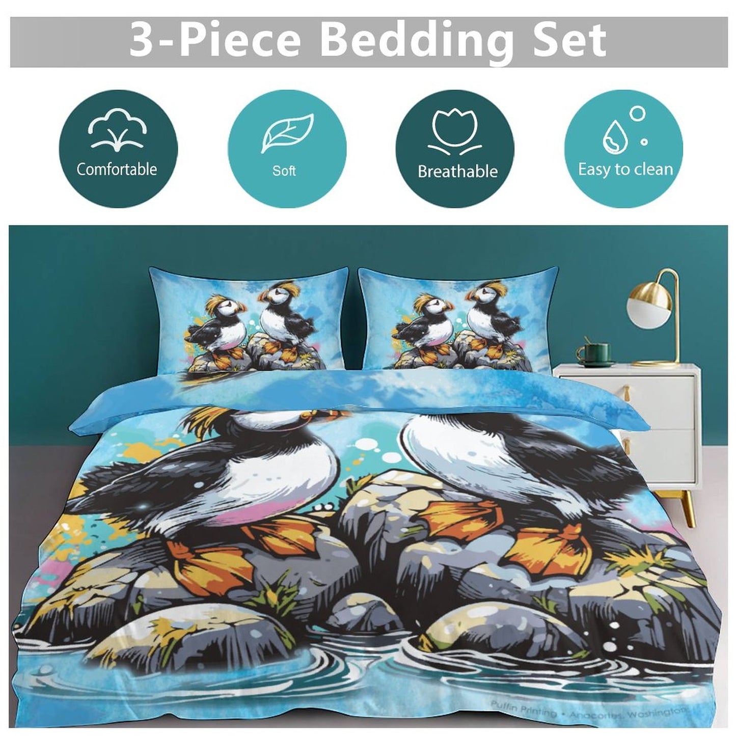 Fun TUFTED PUFFIN Bedding Set